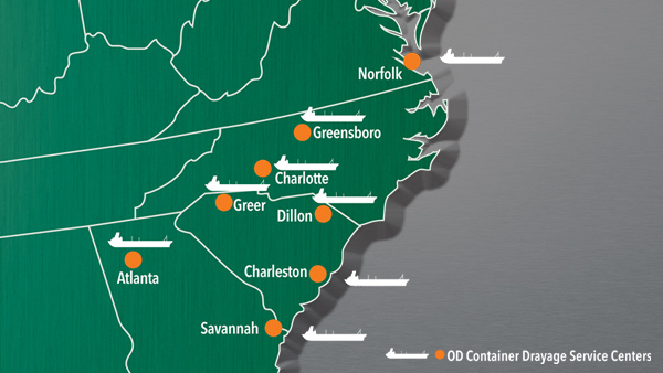 OD Container Drayage Service Center Map